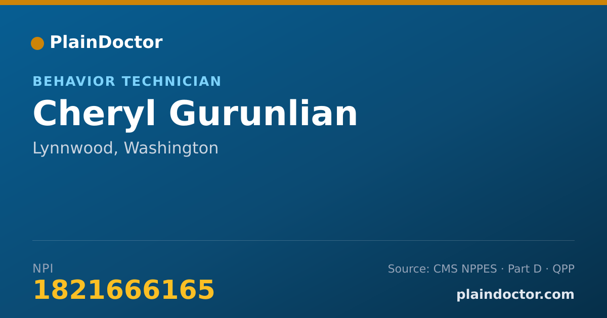Shareable card for Cheryl Gurunlian - Behavior Technician, Lynnwood, WA