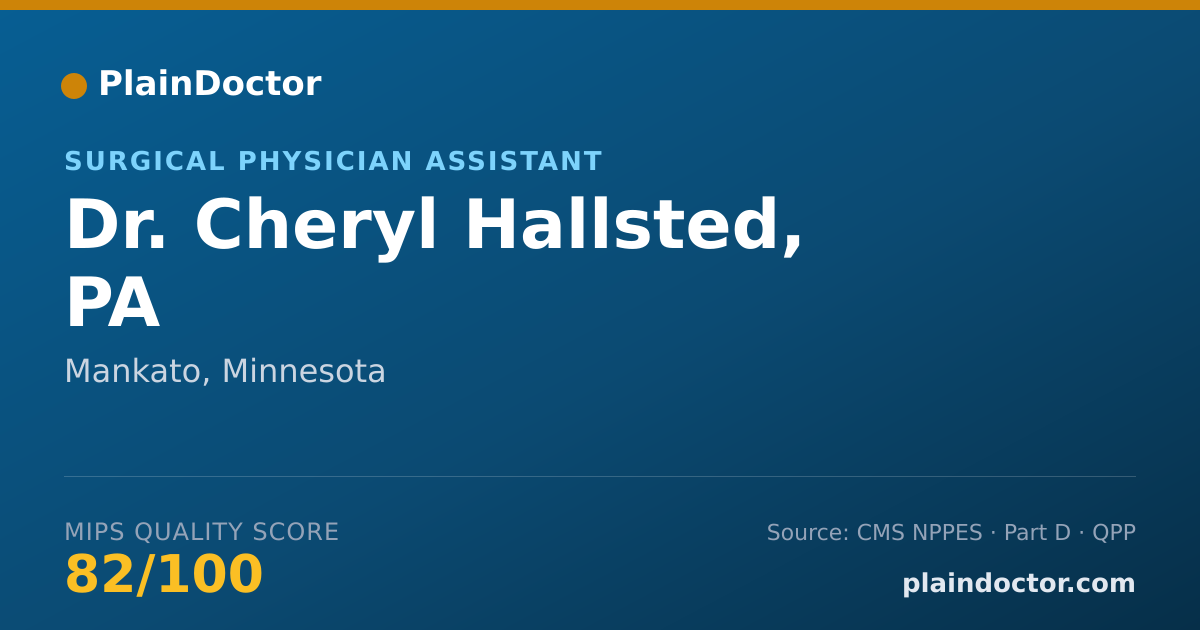 Shareable card for Cheryl Hallsted, PA - Surgical Physician Assistant, Mankato, MN