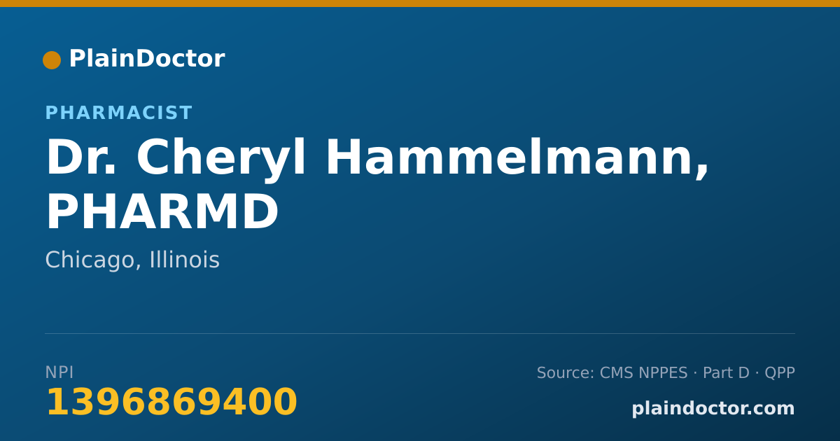 Shareable card for Cheryl Hammelmann, PHARMD - Pharmacist, Chicago, IL