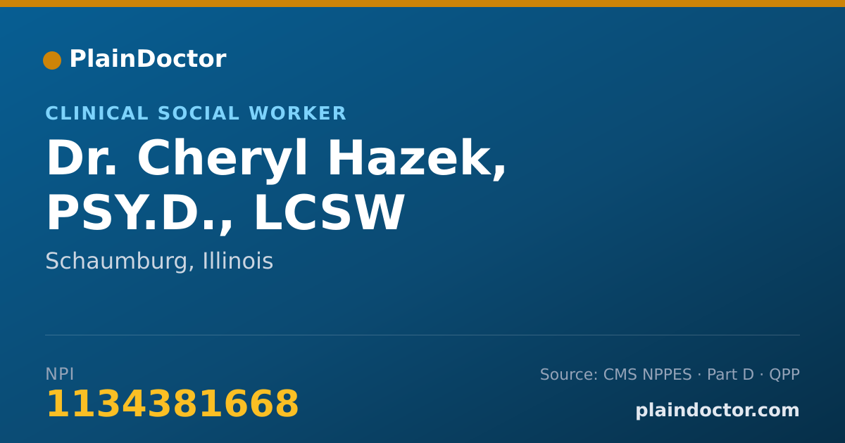 Shareable card for Cheryl Hazek, PSY.D., LCSW - Clinical Social Worker, Schaumburg, IL