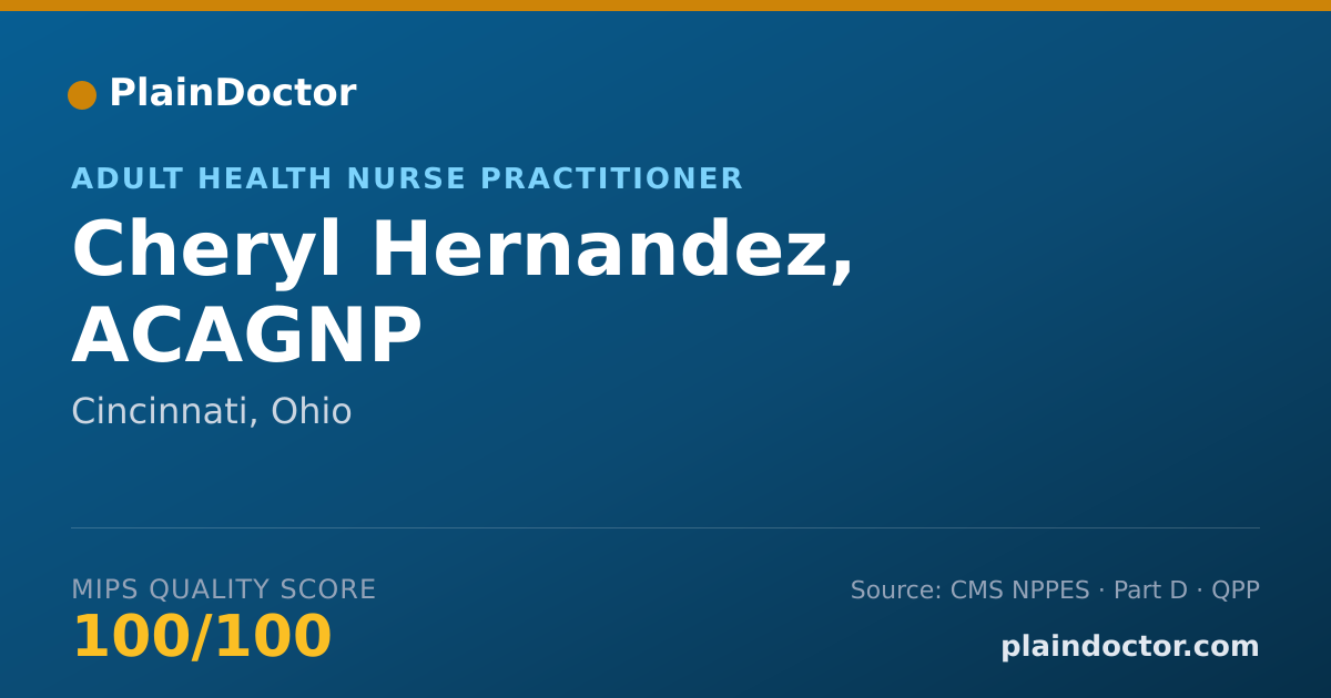 Shareable card for Cheryl Hernandez, ACAGNP - Adult Health Nurse Practitioner, Cincinnati, OH