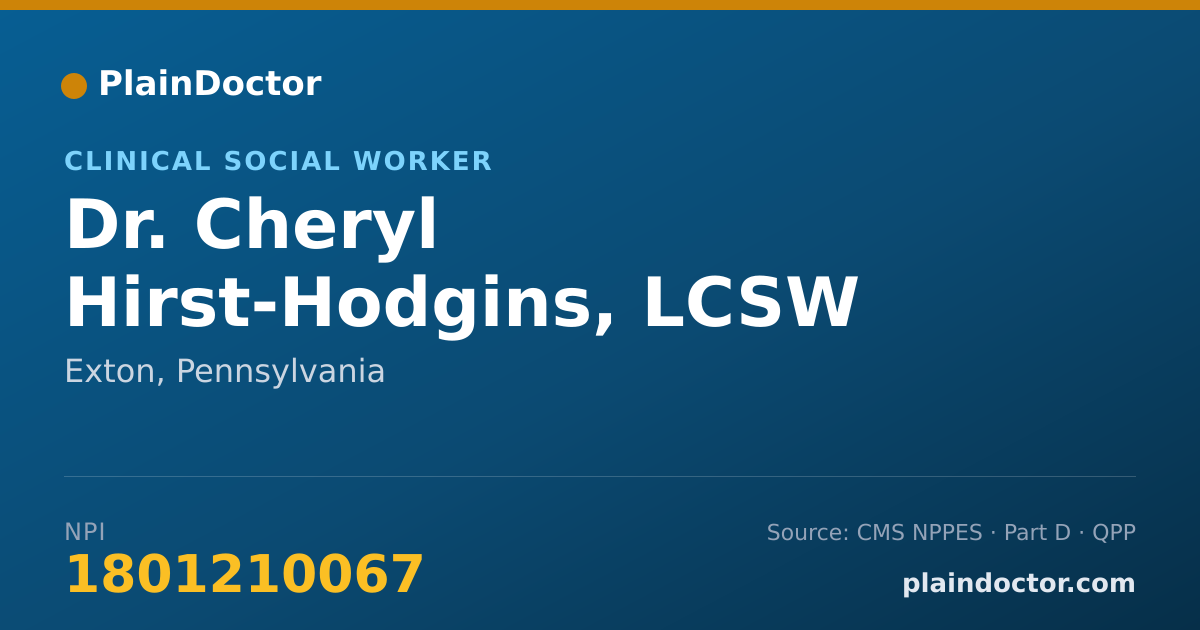 Shareable card for Cheryl Hirst-Hodgins, LCSW - Clinical Social Worker, Exton, PA
