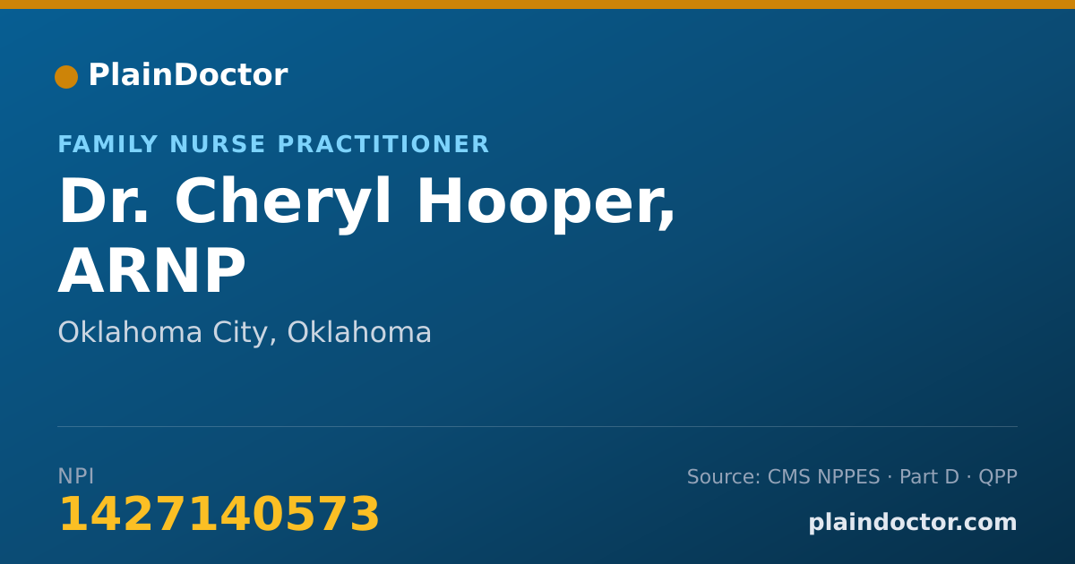 Shareable card for Cheryl Hooper, ARNP - Family Nurse Practitioner, Oklahoma City, OK
