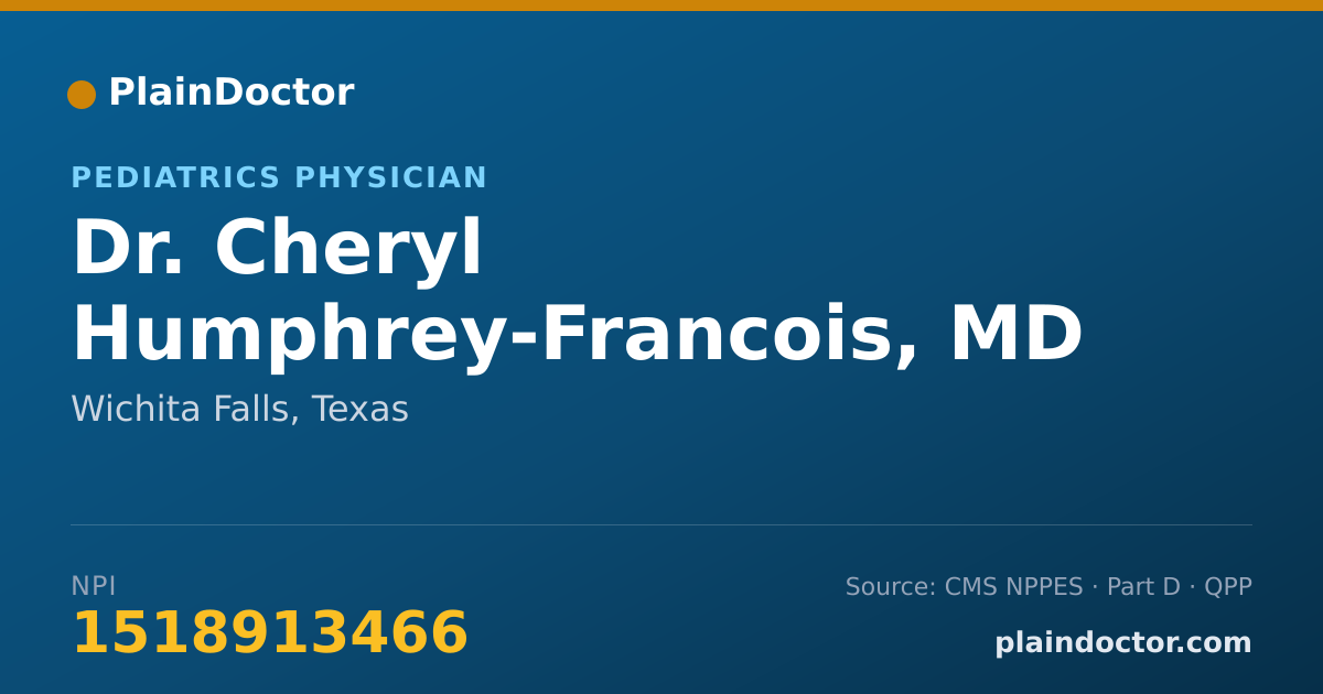 Shareable card for Cheryl Humphrey-Francois, MD - Pediatrics Physician, Wichita Falls, TX