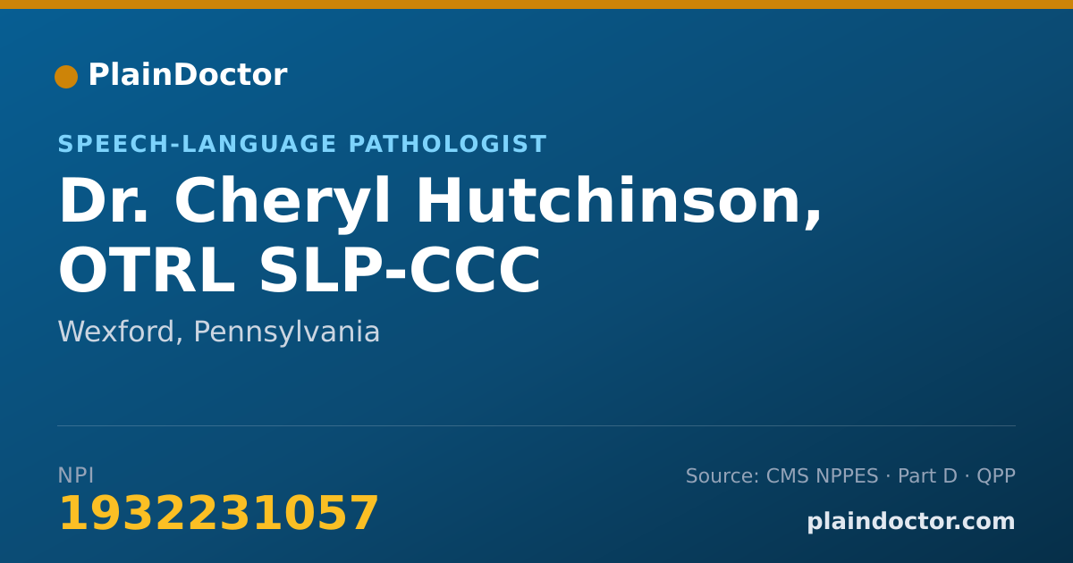 Shareable card for Cheryl Hutchinson, OTRL   SLP-CCC - Speech-Language Pathologist, Wexford, PA