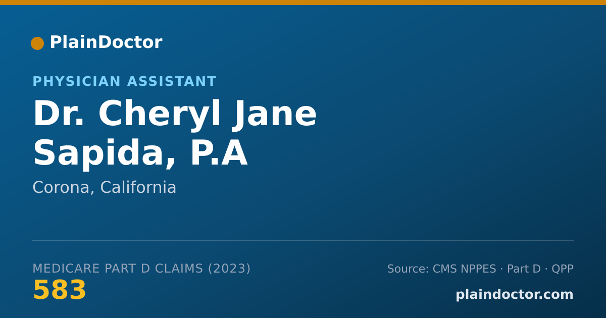 Shareable card for Cheryl Jane Sapida, P.A - Physician Assistant, Corona, CA