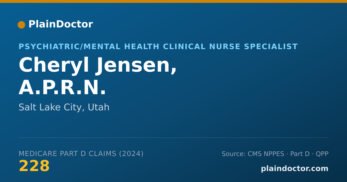 Shareable card for Cheryl Jensen, A.P.R.N. - Psychiatric/Mental Health Clinical Nurse Specialist, Salt Lake City, UT