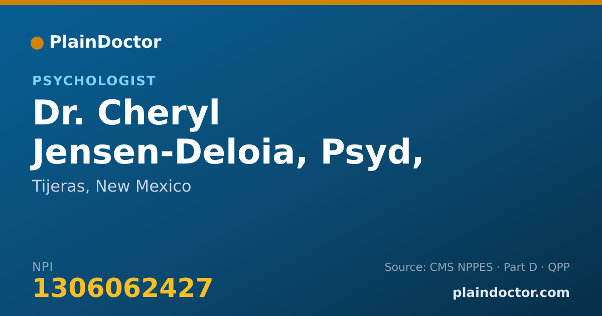 Shareable card for Cheryl Jensen-Deloia, Psyd, PSYCHOLOGIST - Psychologist, Tijeras, NM