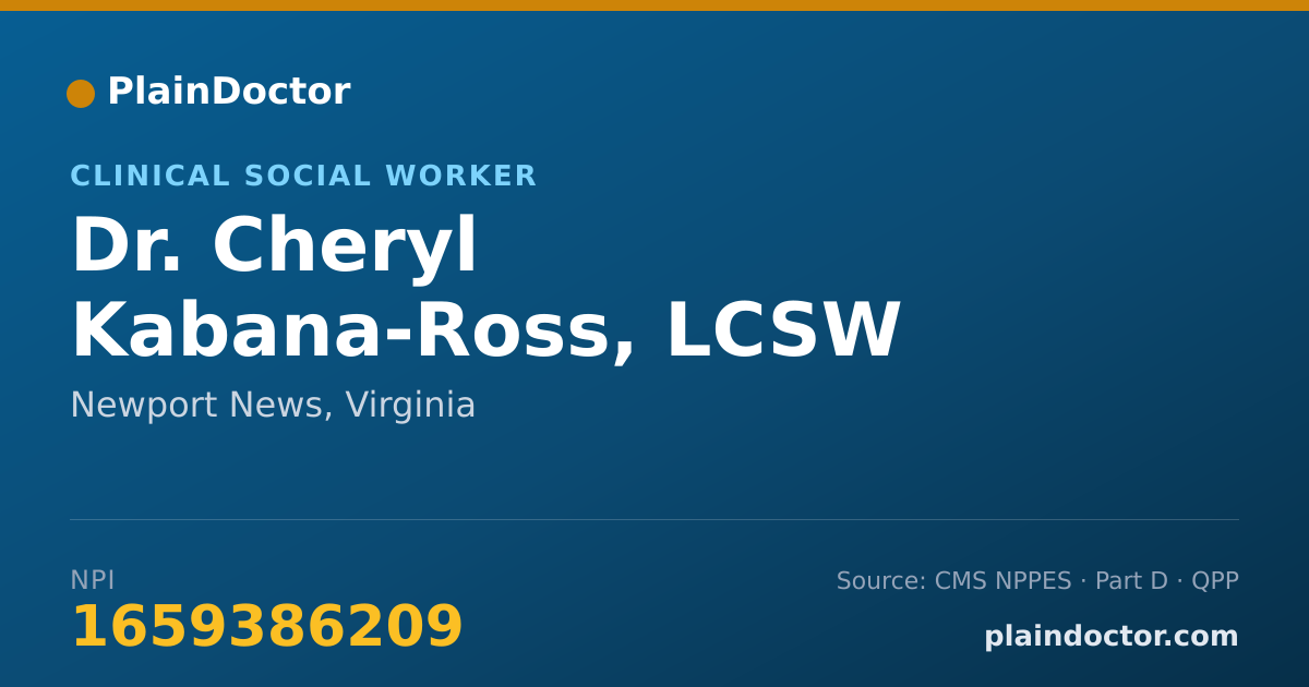 Shareable card for Cheryl Kabana-Ross, LCSW - Clinical Social Worker, Newport News, VA