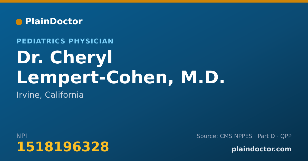 Shareable card for Cheryl Lempert-Cohen, M.D. - Pediatrics Physician, Irvine, CA