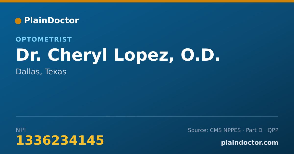 Shareable card for Cheryl Lopez, O.D. - Optometrist, Dallas, TX