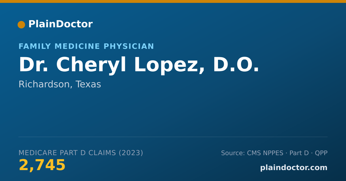 Shareable card for Cheryl Lopez, D.O. - Family Medicine Physician, Richardson, TX
