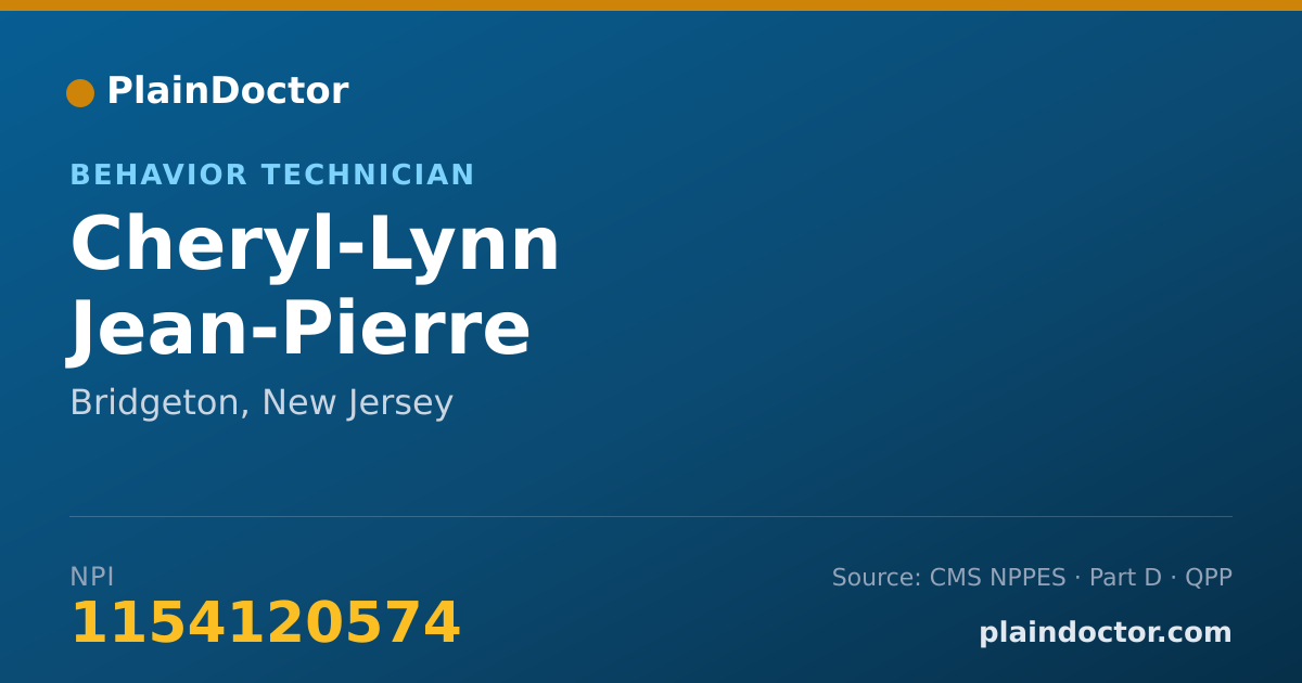 Shareable card for Cheryl-Lynn Jean-Pierre - Behavior Technician, Bridgeton, NJ