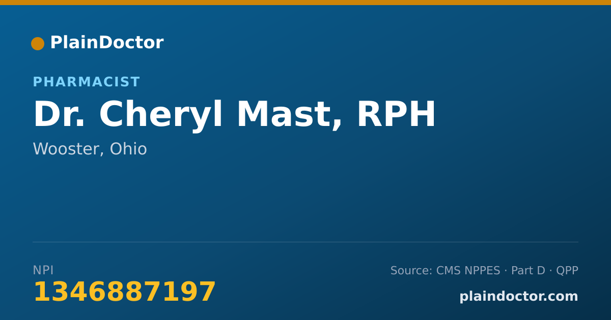 Shareable card for Cheryl Mast, RPH - Pharmacist, Wooster, OH