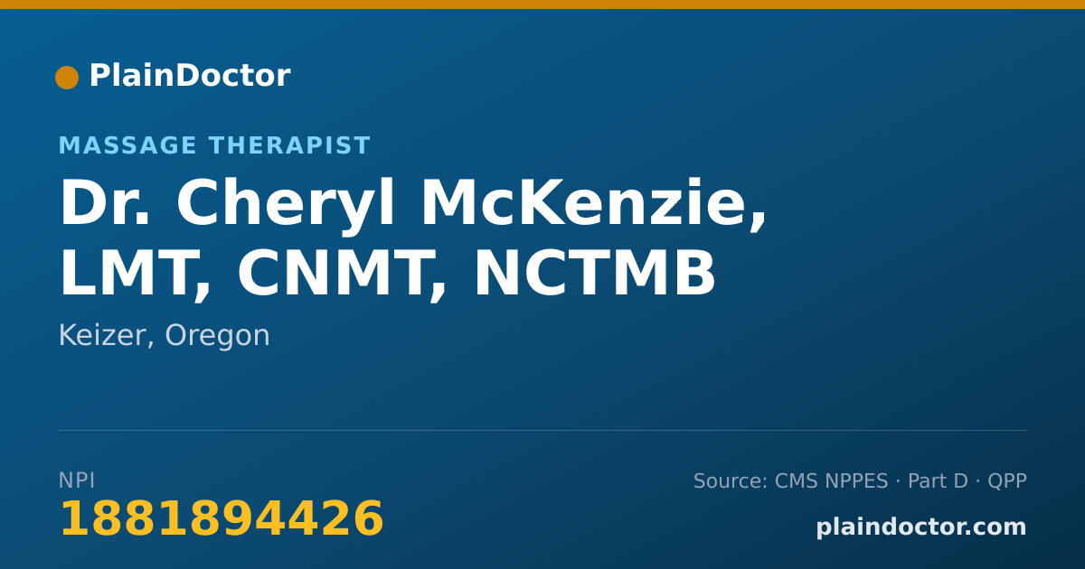 Shareable card for Cheryl McKenzie, LMT, CNMT, NCTMB - Massage Therapist, Keizer, OR