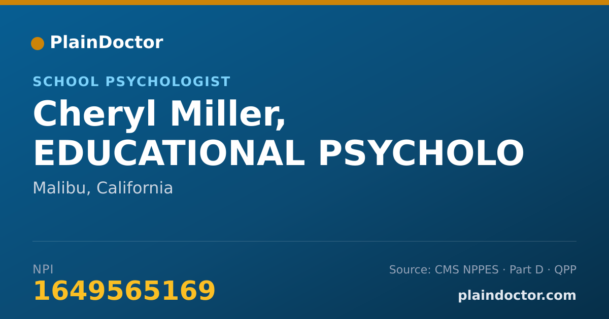 Shareable card for Cheryl Miller, EDUCATIONAL PSYCHOLO - School Psychologist, Malibu, CA