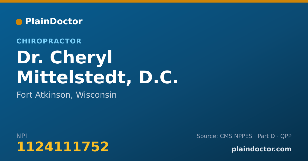 Shareable card for Cheryl Mittelstedt, D.C. - Chiropractor, Fort Atkinson, WI