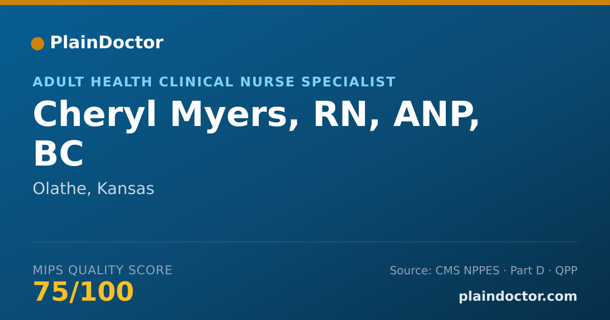 Shareable card for Cheryl Myers, RN, ANP, BC - Adult Health Clinical Nurse Specialist, Olathe, KS