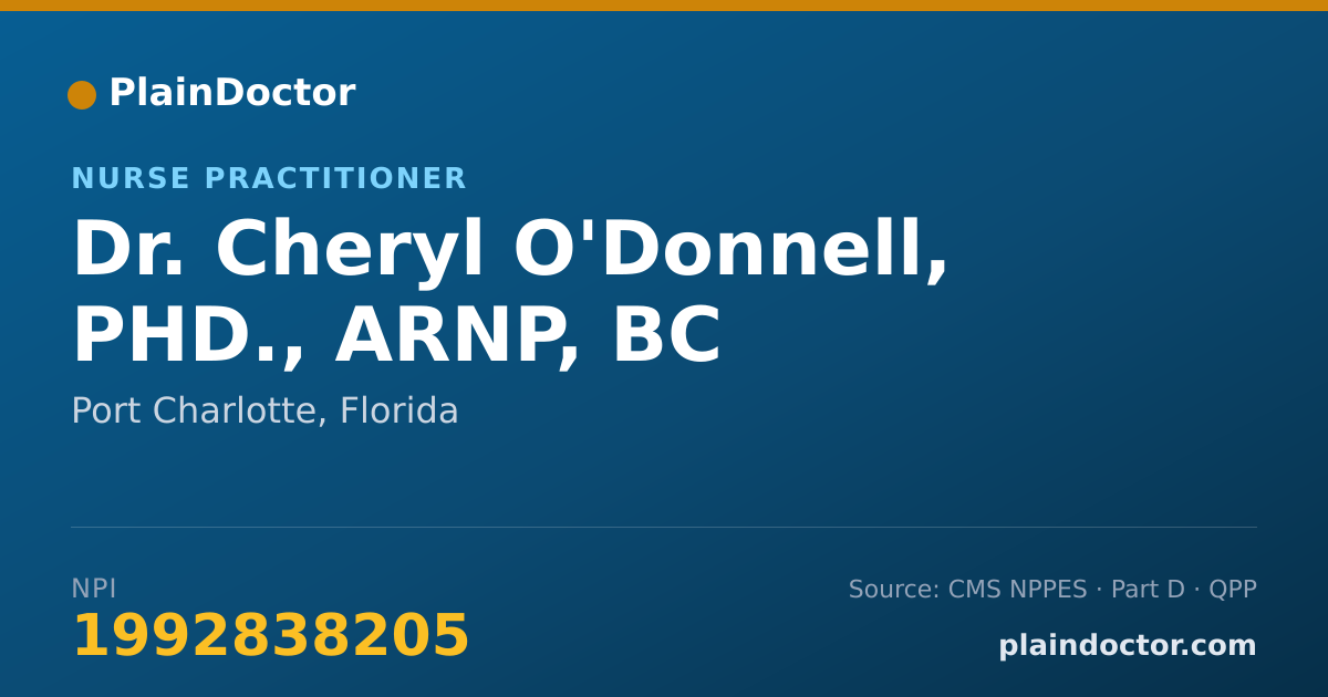Shareable card for Cheryl O'Donnell, PHD., ARNP, BC - Nurse Practitioner, Port Charlotte, FL