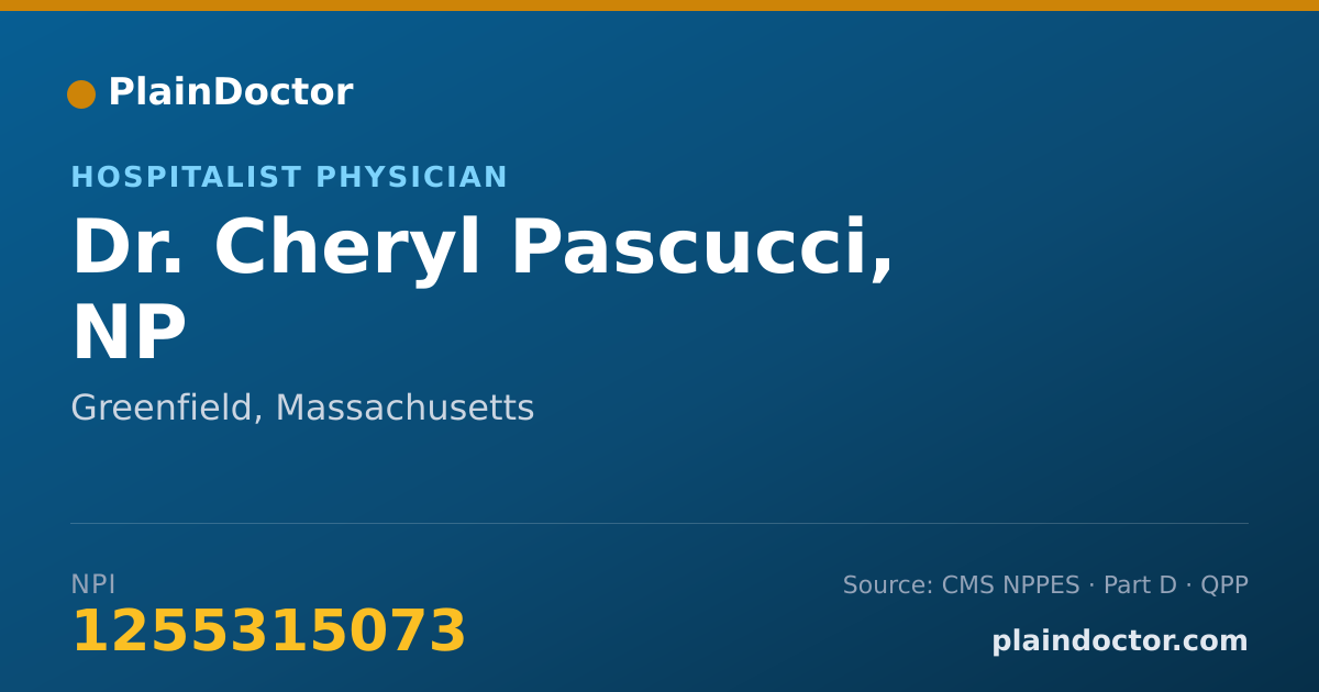 Shareable card for Cheryl Pascucci, NP - Hospitalist Physician, Greenfield, MA