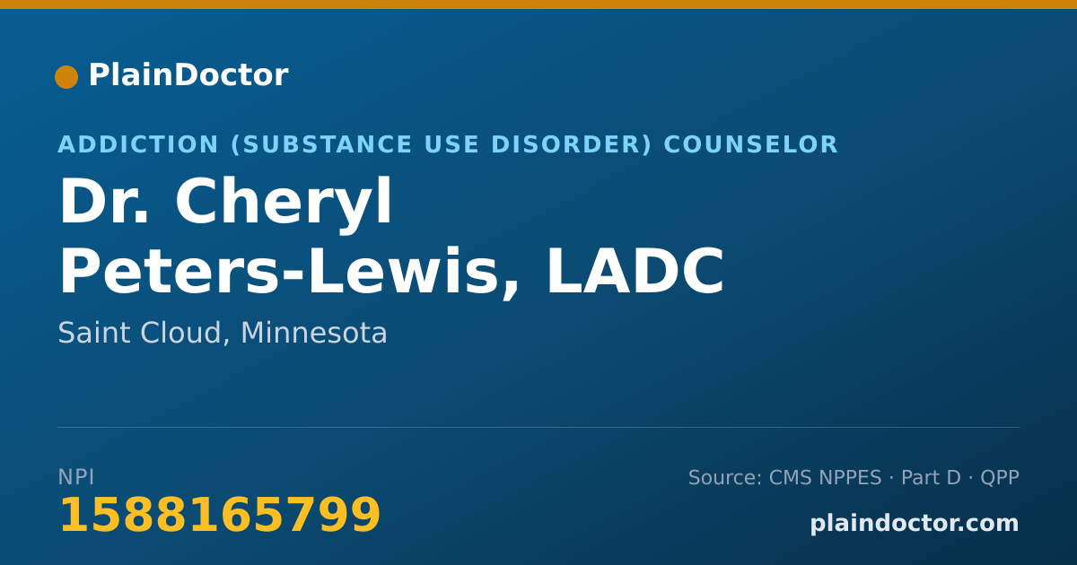 Shareable card for Cheryl Peters-Lewis, LADC - Addiction (Substance Use Disorder) Counselor, Saint Cloud, MN