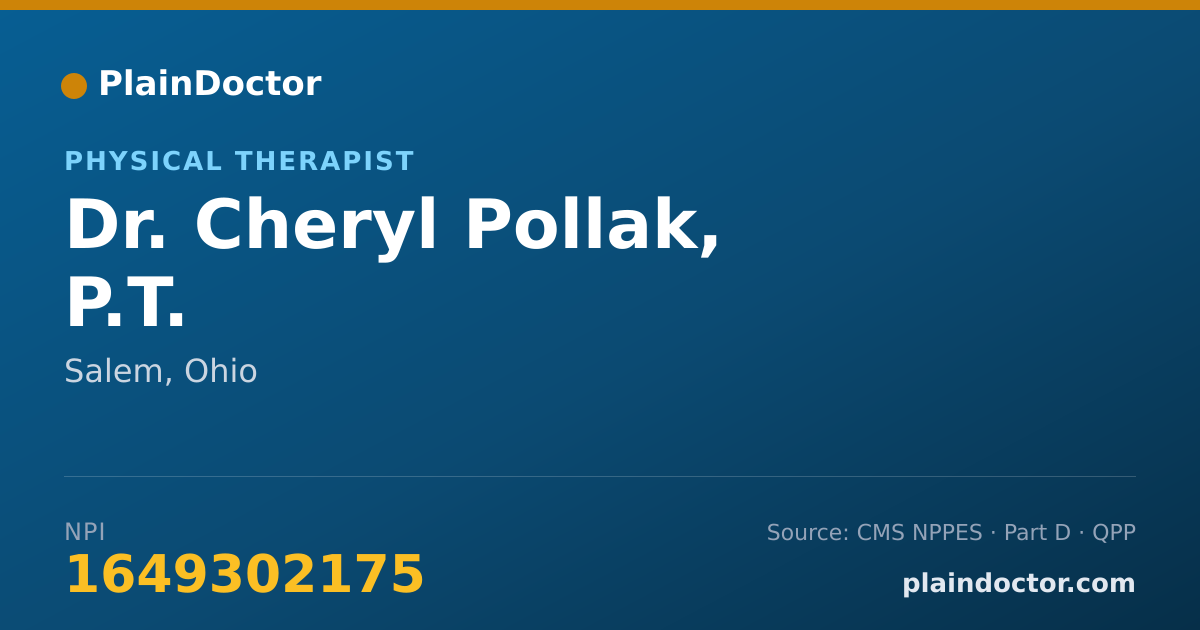 Shareable card for Cheryl Pollak, P.T. - Physical Therapist, Salem, OH