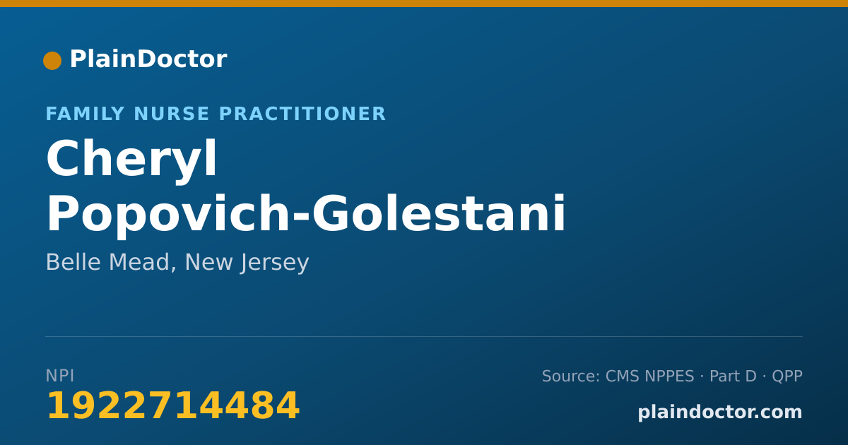 Shareable card for Cheryl Popovich-Golestani - Family Nurse Practitioner, Belle Mead, NJ