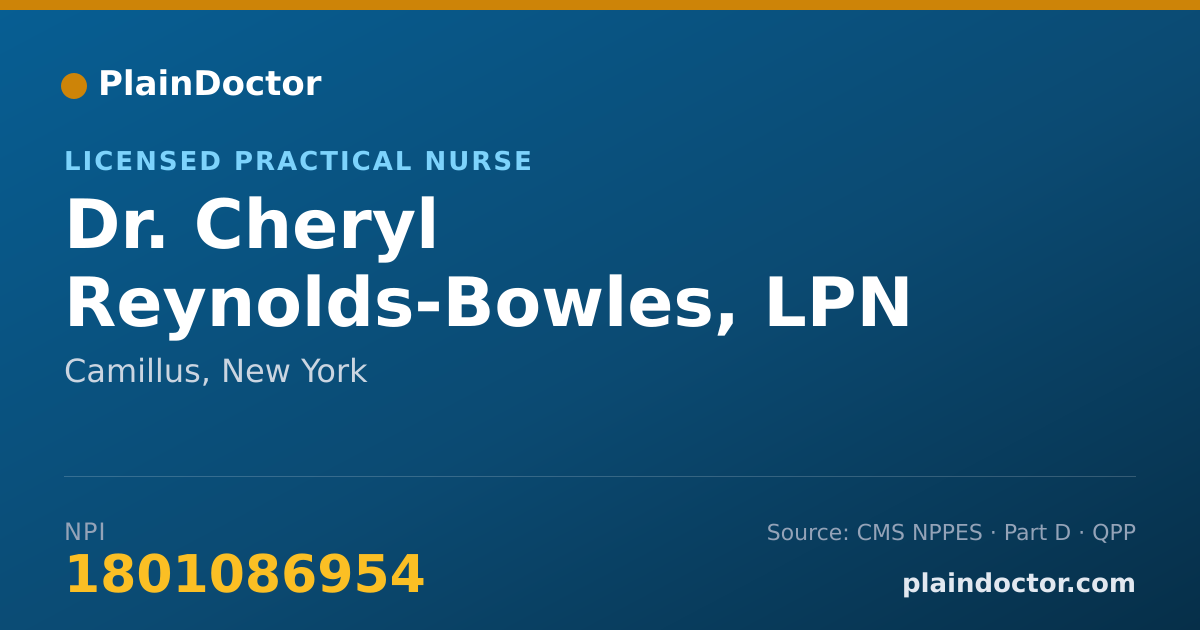 Shareable card for Cheryl Reynolds-Bowles, LPN - Licensed Practical Nurse, Camillus, NY