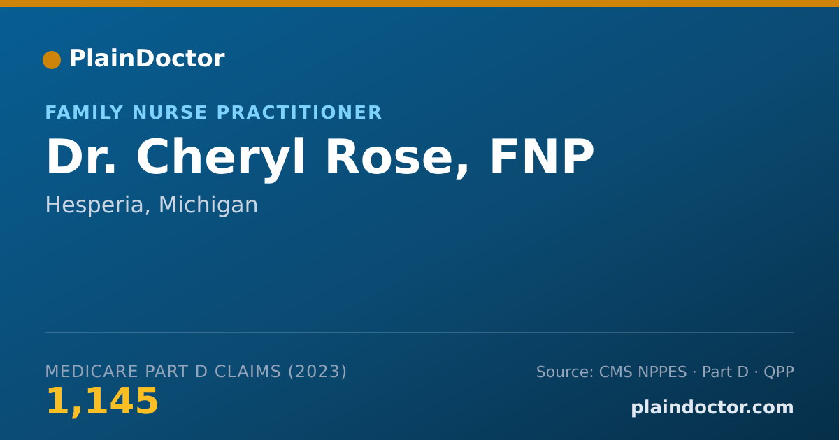 Shareable card for Cheryl Rose, FNP - Family Nurse Practitioner, Hesperia, MI
