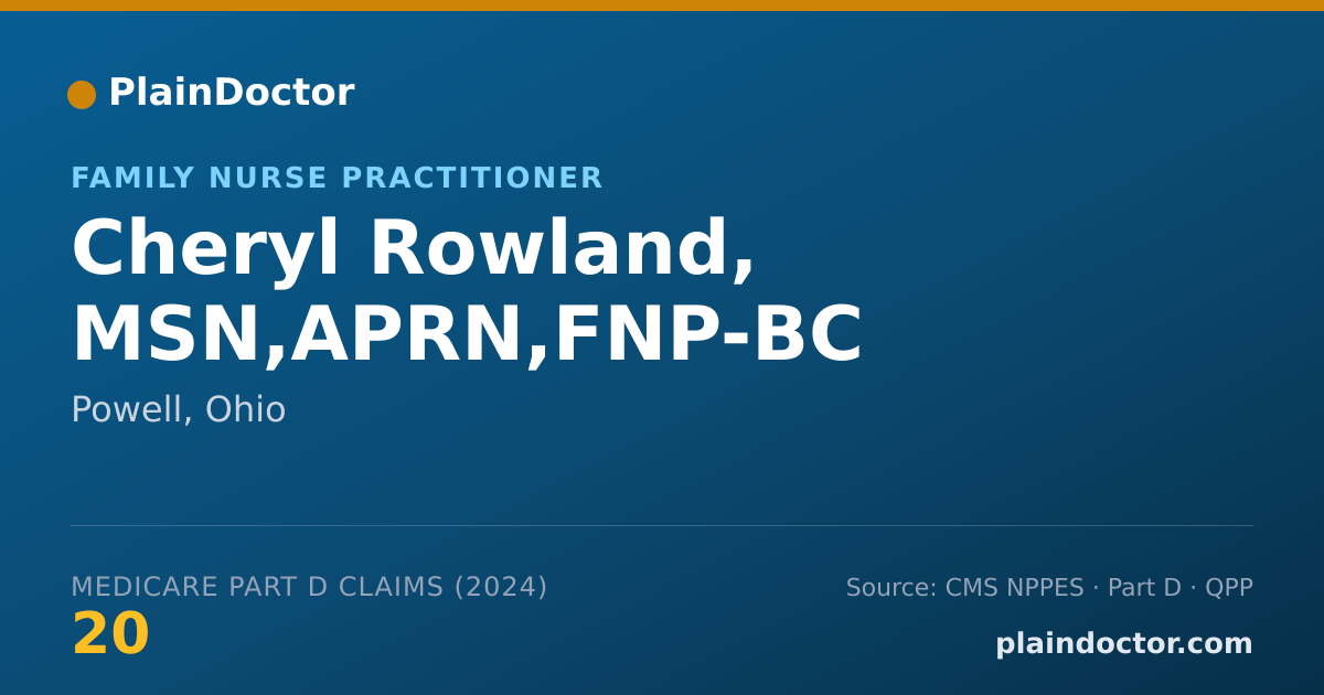 Shareable card for Cheryl Rowland, MSN,APRN,FNP-BC - Family Nurse Practitioner, Powell, OH