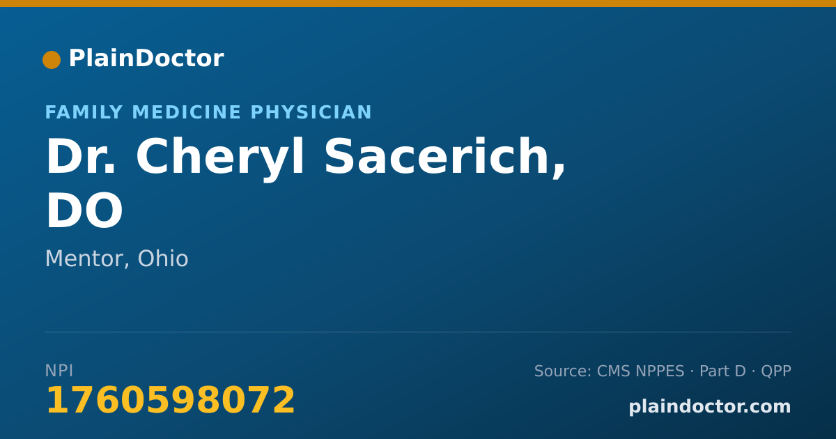 Shareable card for Cheryl Sacerich, DO - Family Medicine Physician, Mentor, OH