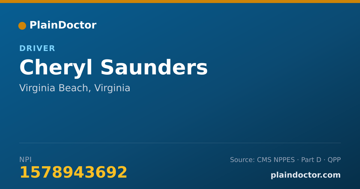 Shareable card for Cheryl Saunders - Driver, Virginia Beach, VA