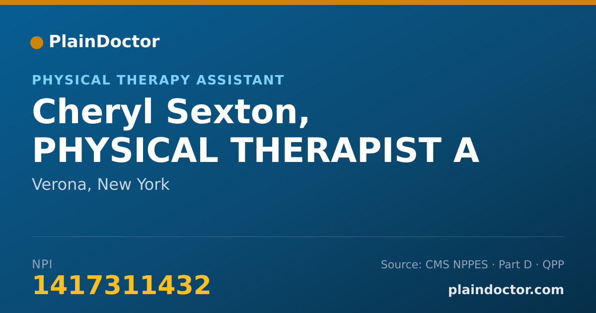 Shareable card for Cheryl Sexton, PHYSICAL THERAPIST A - Physical Therapy Assistant, Verona, NY