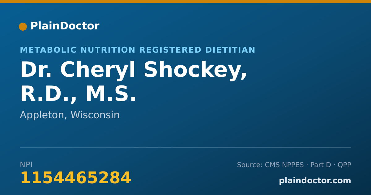 Shareable card for Cheryl Shockey, R.D., M.S. - Metabolic Nutrition Registered Dietitian, Appleton, WI