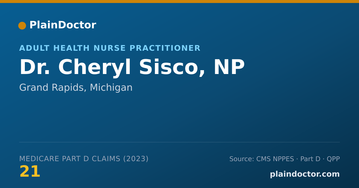 Shareable card for Cheryl Sisco, NP - Adult Health Nurse Practitioner, Grand Rapids, MI