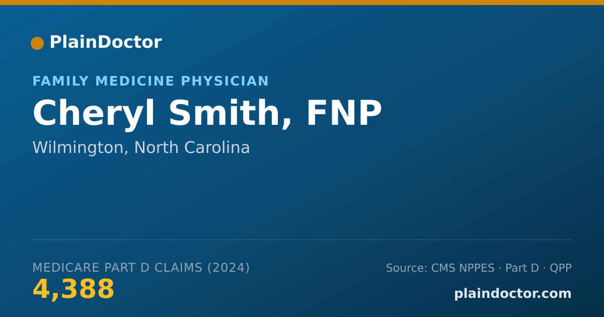 Shareable card for Cheryl Smith, FNP - Family Medicine Physician, Wilmington, NC