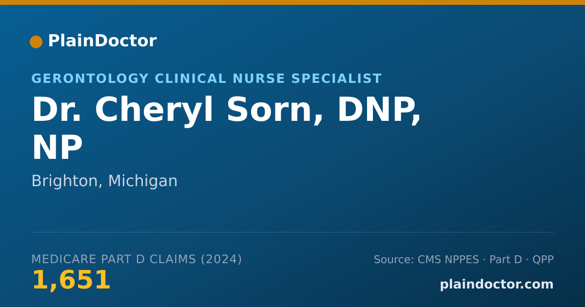 Shareable card for Cheryl Sorn, DNP, NP - Gerontology Clinical Nurse Specialist, Brighton, MI