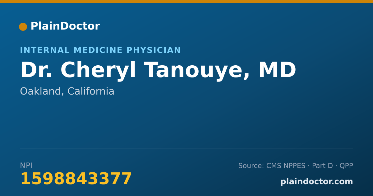 Shareable card for Cheryl Tanouye, MD - Internal Medicine Physician, Oakland, CA