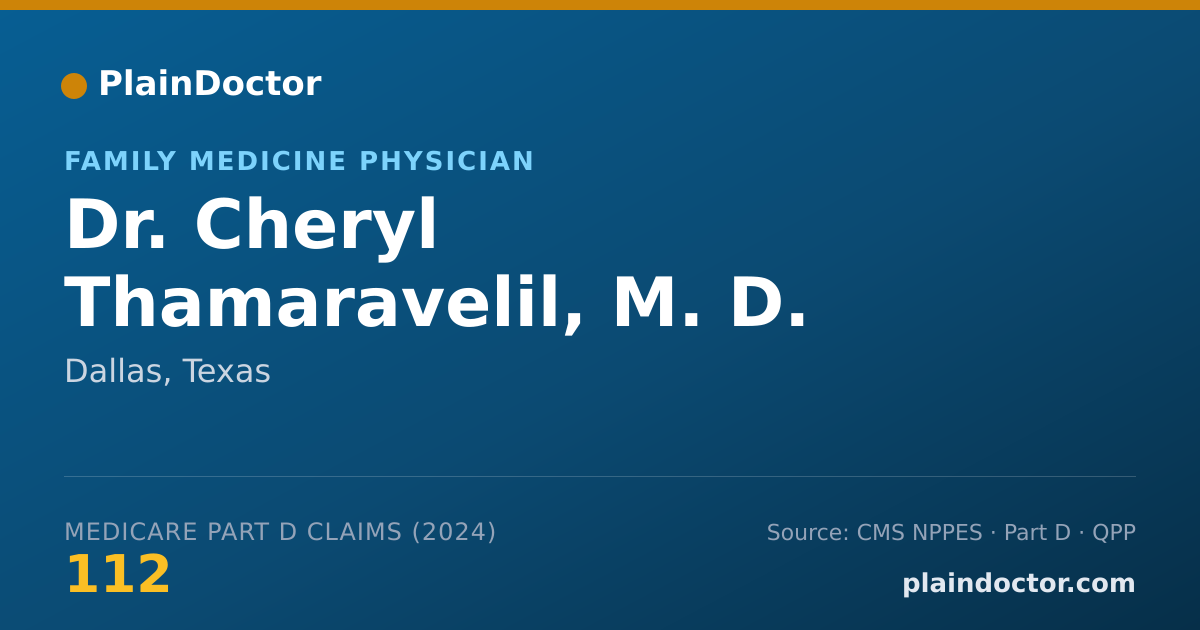 Shareable card for Cheryl Thamaravelil, M. D. - Family Medicine Physician, Dallas, TX
