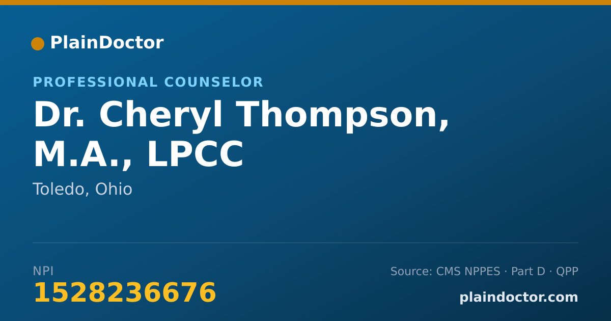 Shareable card for Cheryl Thompson, M.A., LPCC - Professional Counselor, Toledo, OH