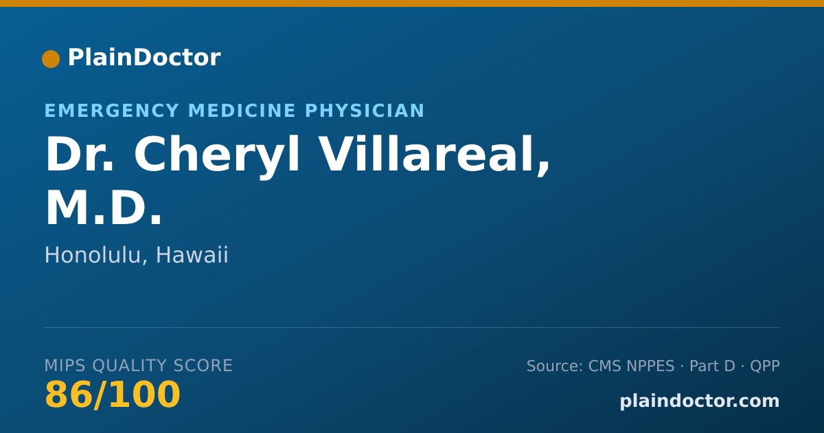 Shareable card for Cheryl Villareal, M.D. - Emergency Medicine Physician, Honolulu, HI