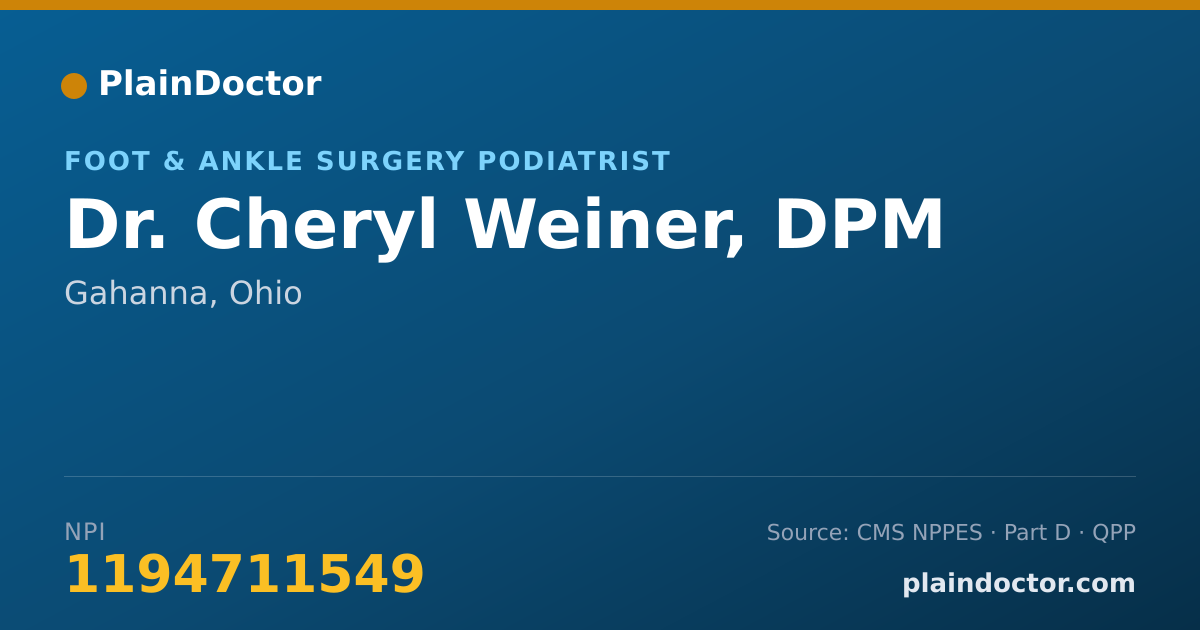 Shareable card for Cheryl Weiner, DPM - Foot & Ankle Surgery Podiatrist, Gahanna, OH