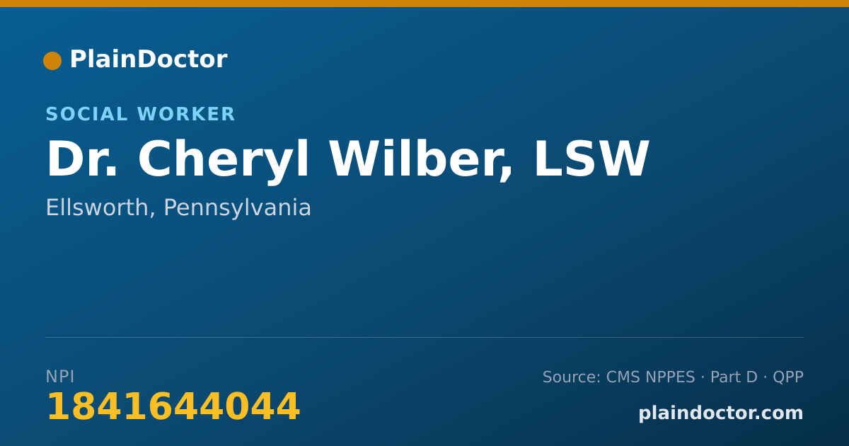 Shareable card for Cheryl Wilber, LSW - Social Worker, Ellsworth, PA