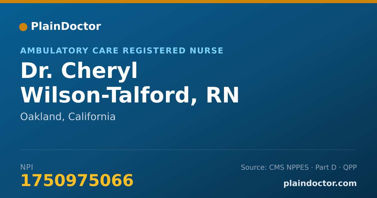 Shareable card for Cheryl Wilson-Talford, RN - Ambulatory Care Registered Nurse, Oakland, CA