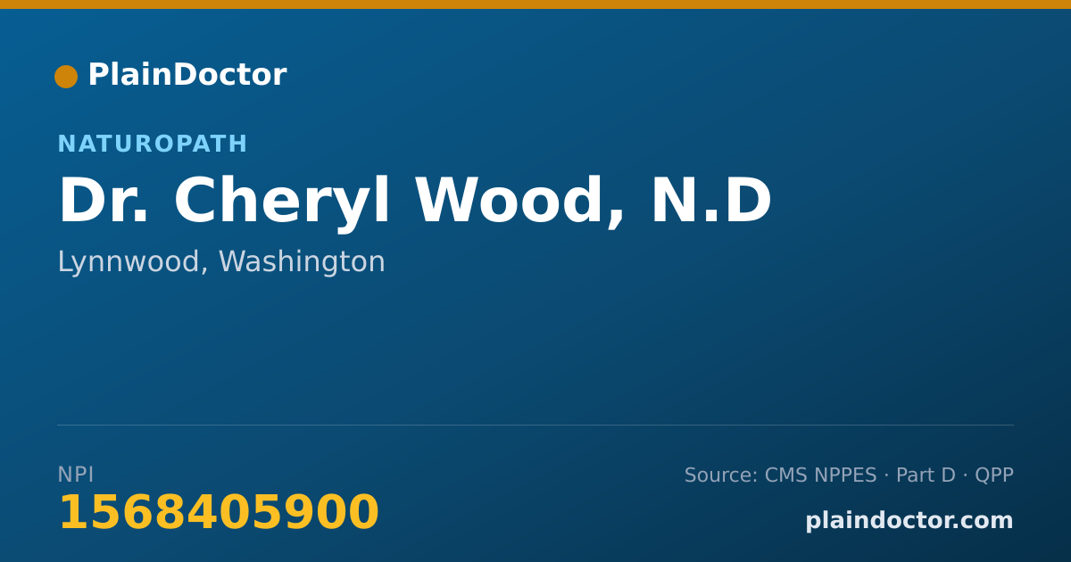 Shareable card for Cheryl Wood, N.D - Naturopath, Lynnwood, WA