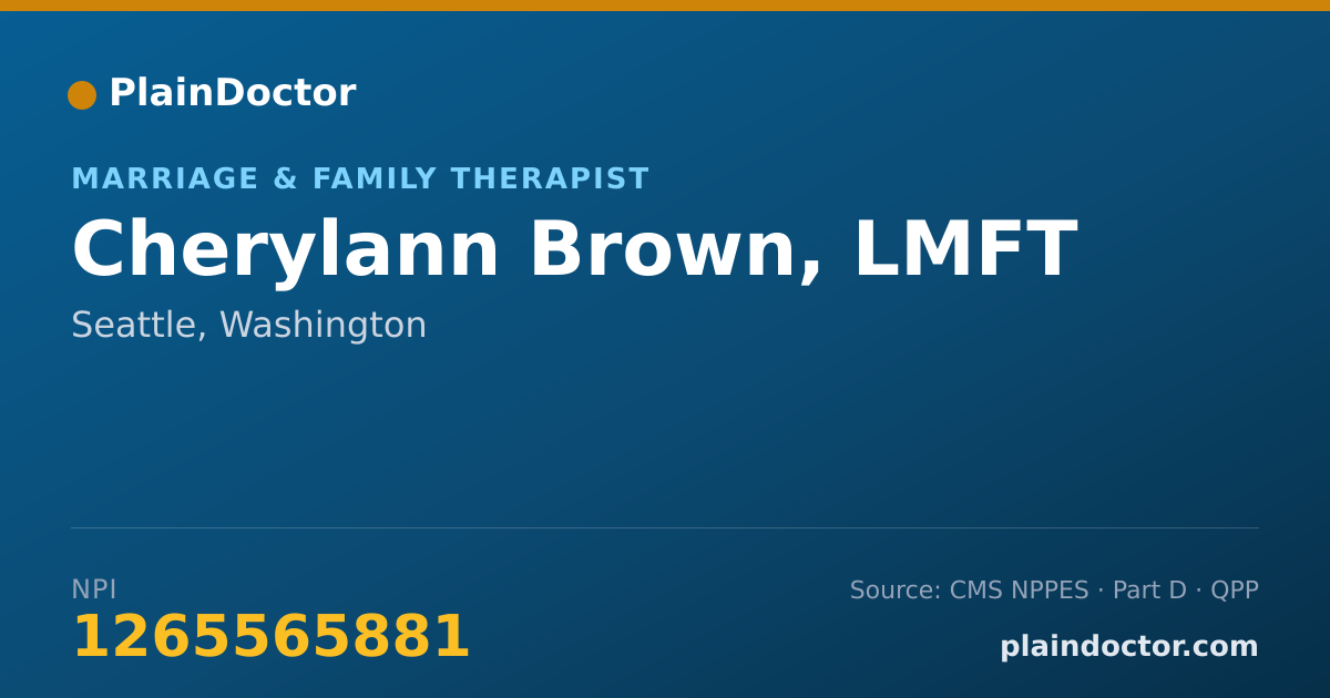 Shareable card for Cherylann Brown, LMFT - Marriage & Family Therapist, Seattle, WA