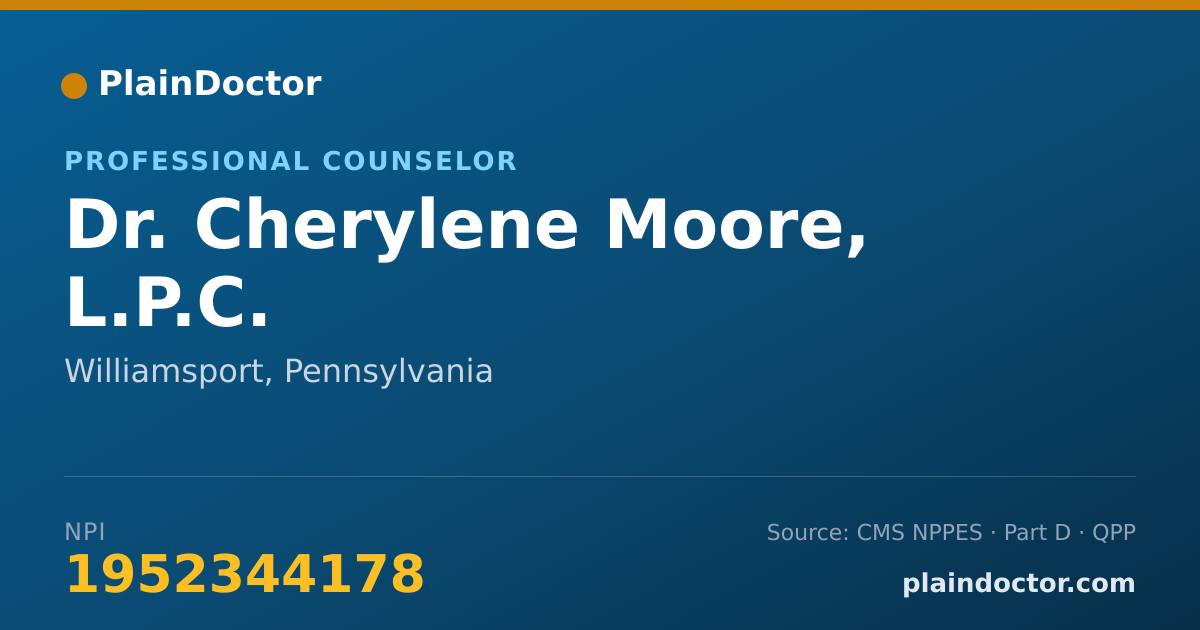 Shareable card for Cherylene Moore, L.P.C. - Professional Counselor, Williamsport, PA