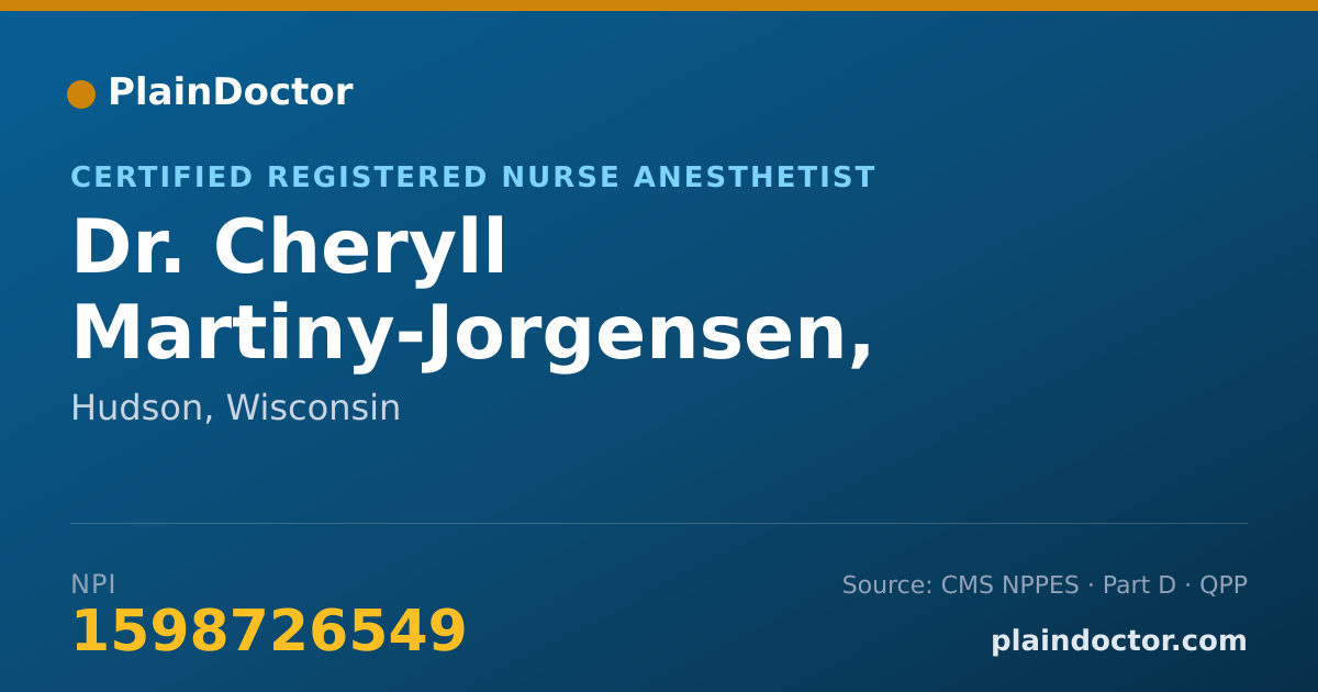 Shareable card for Cheryll Martiny-Jorgensen, CRNA - Certified Registered Nurse Anesthetist, Hudson, WI