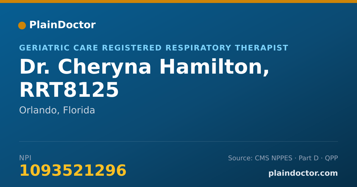 Shareable card for Cheryna Hamilton, RRT8125 - Geriatric Care Registered Respiratory Therapist, Orlando, FL