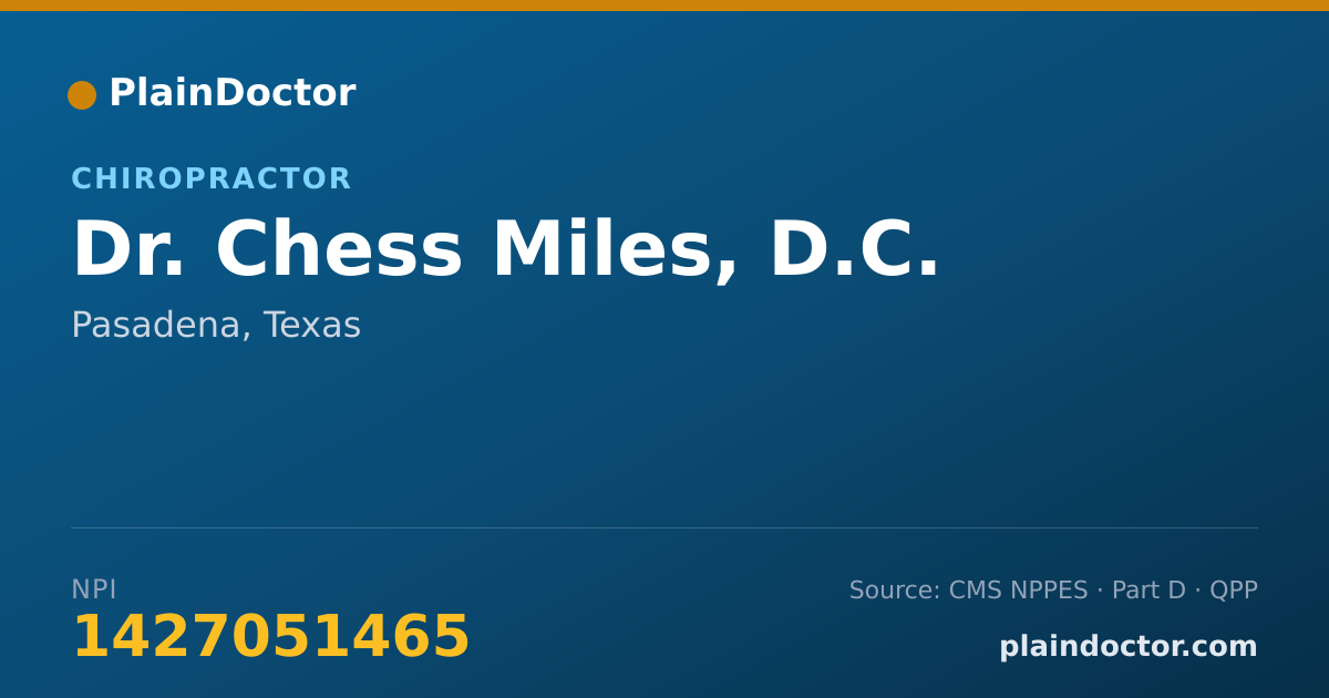 Shareable card for Chess Miles, D.C. - Chiropractor, Pasadena, TX